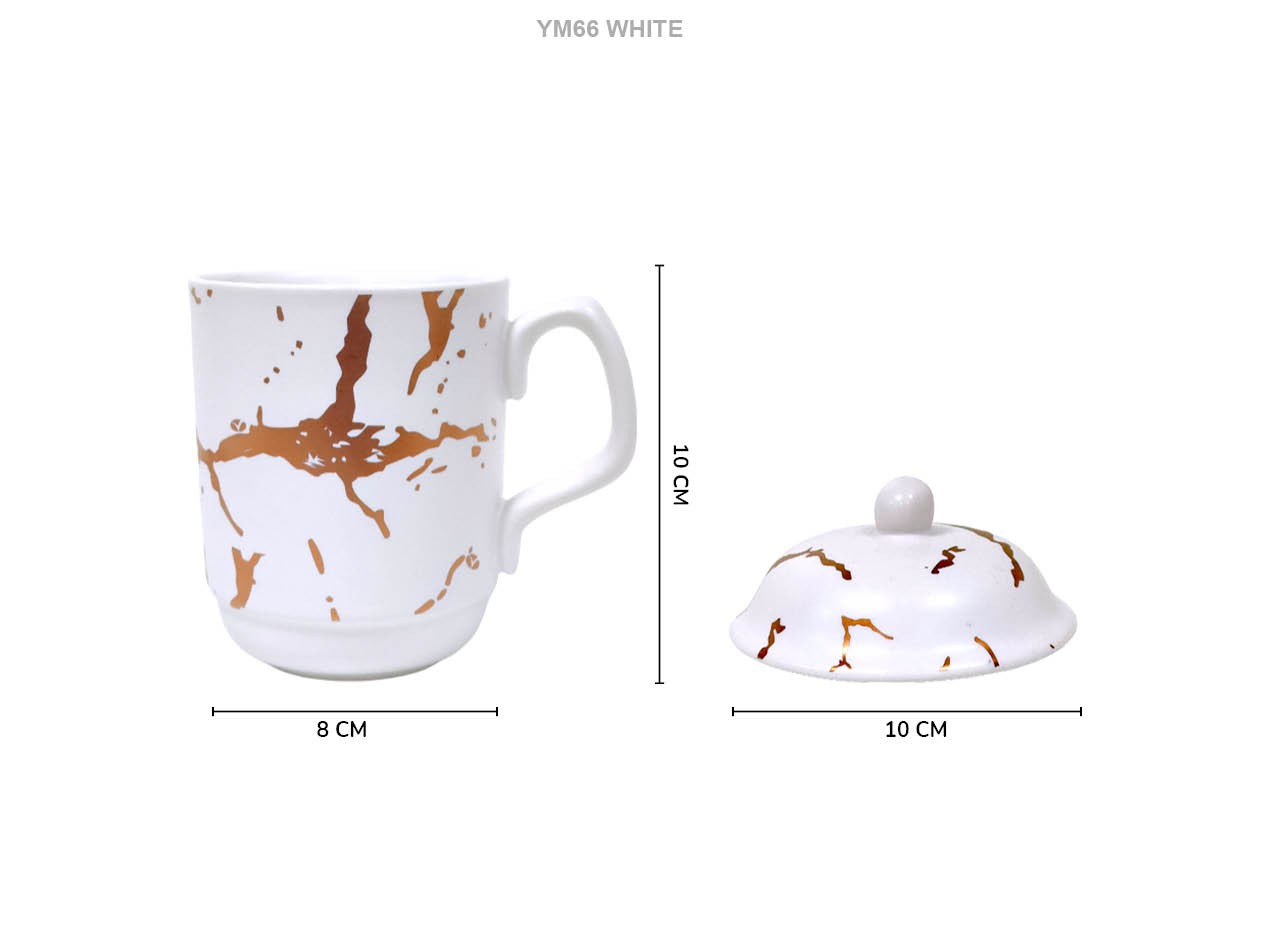 YM66 Putih Mug dengan Motif Marmer